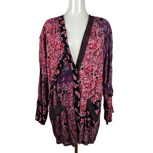Carole Little Vintage Floral Jacket OVERSIZED Size 6 Cottagecore Ruffle Purple